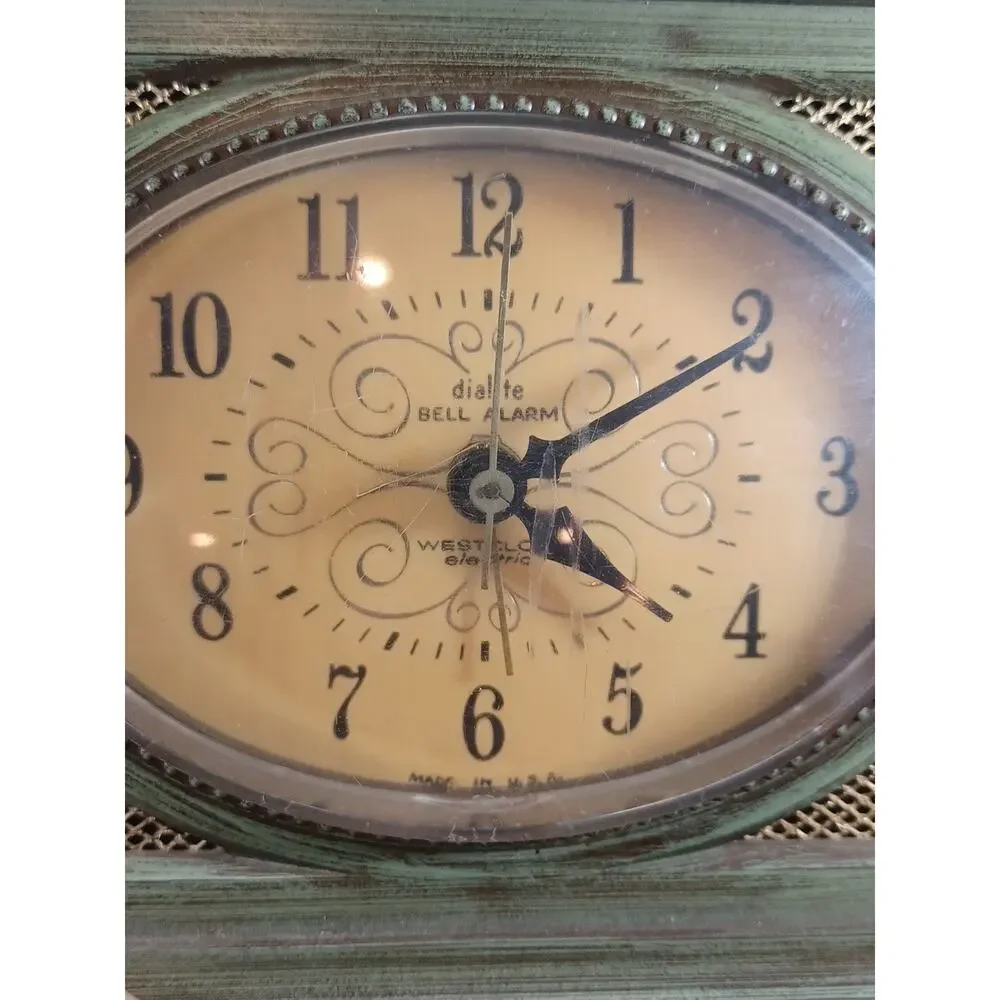 Vintage Green Westclox Dialite Bell Alarm Westclox Electric Clock Works 1960s